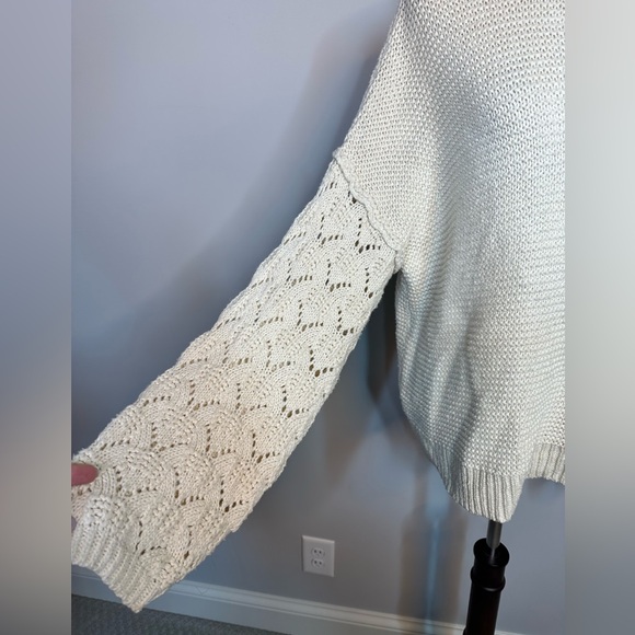 Sz XL Universal Thread cream bone mock neck knit drop sleeve sweater textured - Picture 3 of 7